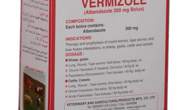 Vermizole Bolus 300mg , 5Tab/ Stripe
